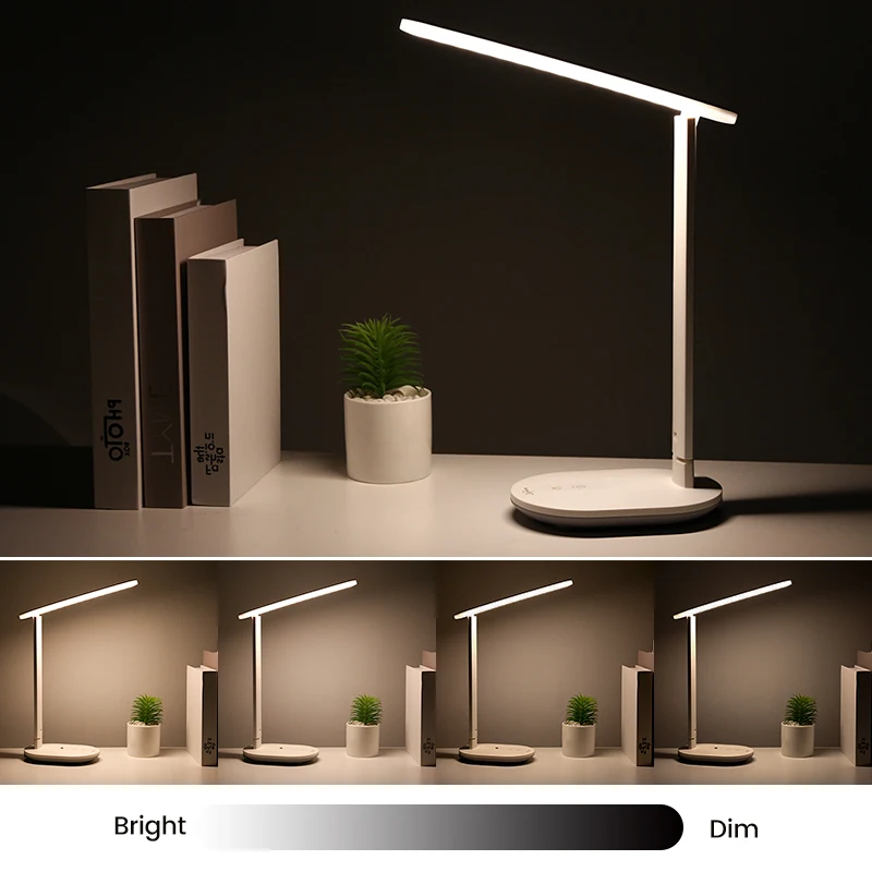  Stepless Dimmable Desk Reading Light Foldable Rotatable Touch Switch LED Table Lamp USB Charger Rec