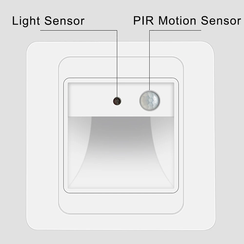 2W Night Light Intelligent Lamp PIR Motion Detector Sensor LED Stair Light Recessed Step Lamp Ladder Wall Kitchen Foyer