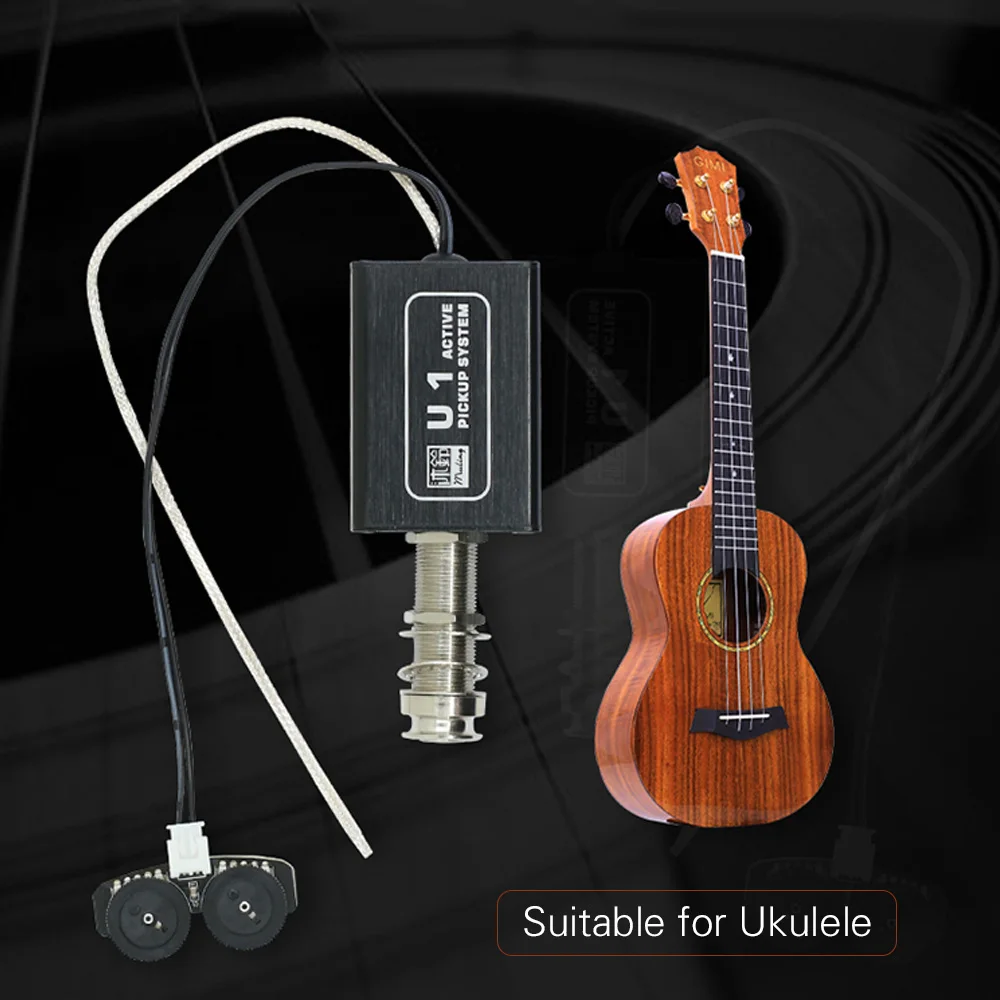 

Hot New Rechargeable Acoustic Guitar Active Piezo Pickup Pick-up Transducer with Volume and Tone Control Ukulele Accessories