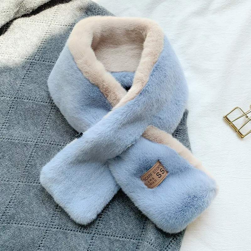 New style Fashion Soft Women Faux Rabbit Fur Collar Scarf Plush Collar Neck Warmer Winter Shawl femme Collar scarf