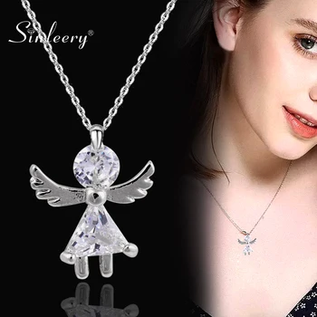 SINLEERY Romantic Cubic Zircon Angel Wings Girl Pendant Necklace Rose Gold Color Fashion Chain For Women Party Jewelry Xl679 SSP