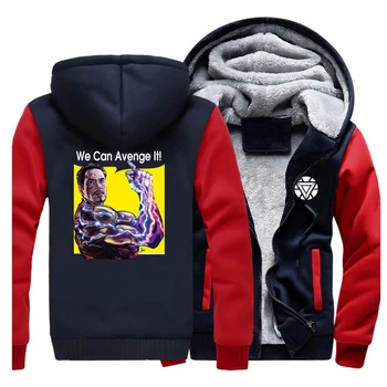 

We Can Avenge It! Print Hoodies Thick Fleece Sweatshirt Men Casual Superhero Coat Warm Winter Jacket Tony Stark Iron Man Hoodie