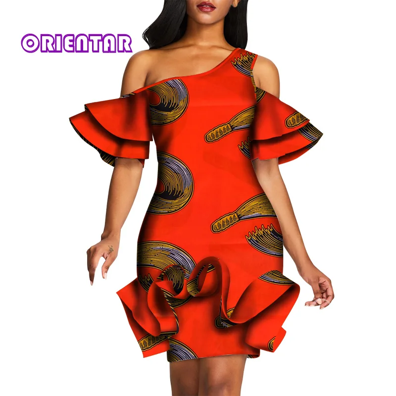 Дашики Африканские модные платья для женщин африканские принты оборки лепесток