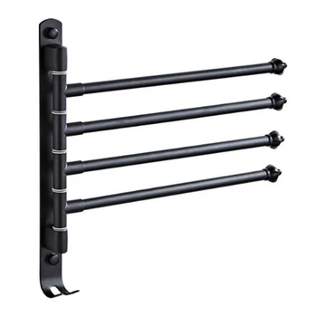 

Swivel Towel Bar Space Aluminum 4 Arms Rotate Bathroom Towels Hanging Independent and Clean Piano Paint Technology