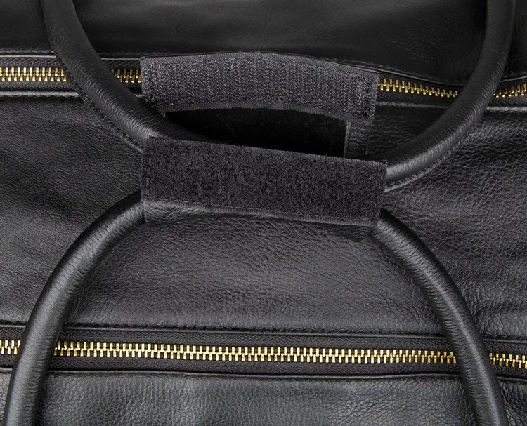 Large Capacity Men’s Black Travel Leather Duffle Bag