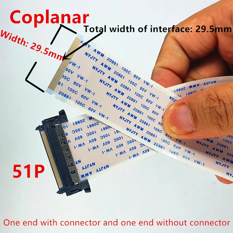 

HDTV LCD LED Ribbon Cable AWM 20706 20861 105C 60V VW-1 One end with socket and the other without socket 29.5MM