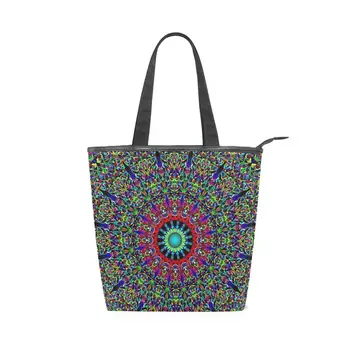 

ALAZA Women Shoulder Bags Shopping Bag Canvas Tote Package Mandala Summer beach Bags Purses Casual Handbag For Women Bookbags