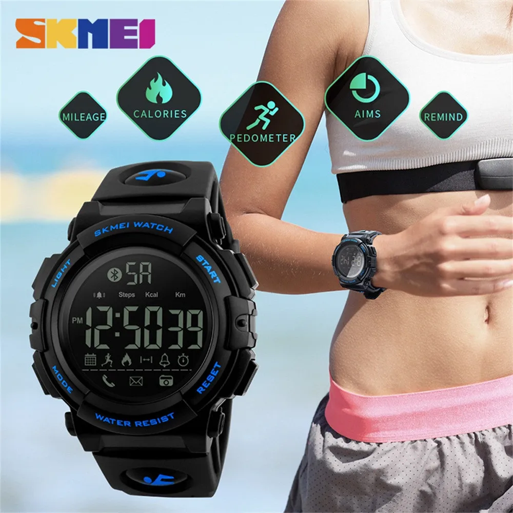 SKMEI 1303 водонепроницаемые спортивные Смарт-часы с Bluetooth 4,0 модные шагомер фитнес мужские часы Relogio Masculino женские умные часы