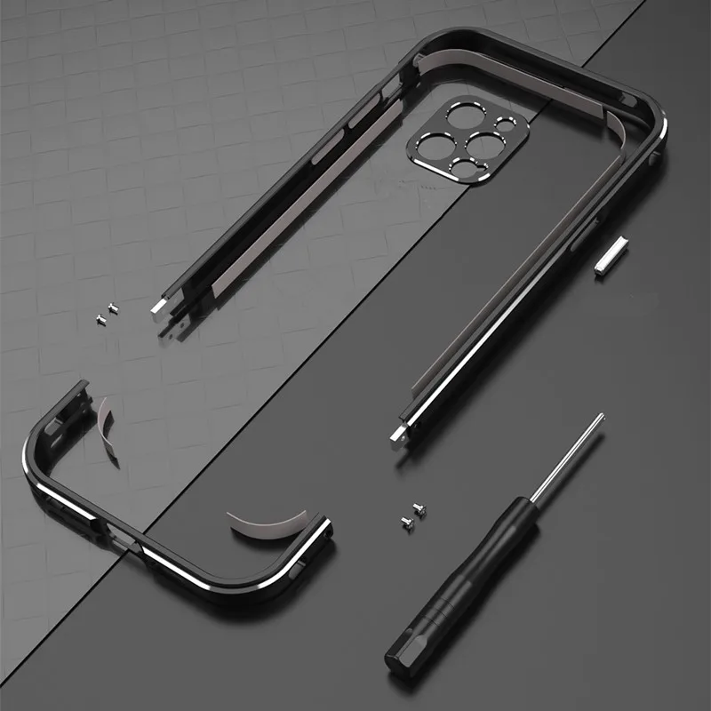 Phone Case For iPhone 12 Pro Max Coque Shockproof Metal Bumper Aluminium Frame Camera Protective Cover For iPhone 12 11 Pro Max