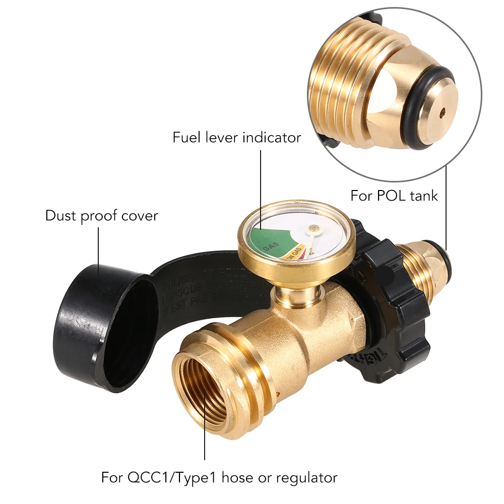 Переходник для пропана Твердый латунный регулятор безопасности POL преобразовать в QCC1/Type1 регулятор шланг для газового гриля