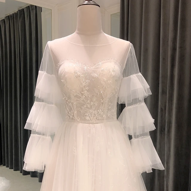 SL-8153 elegant bohemian wedding dress 2021 long sleeve Simple Bride dress for women corset wedding gowns 3