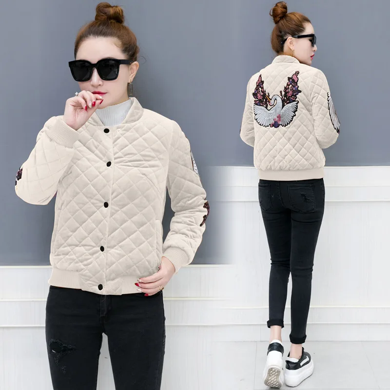 

Gold Velvet Cotton-padded Clothes Women's Short 2018 New Style Korean-style Slim Fit Embroidered Small Cotton-Padded Jacket Wint
