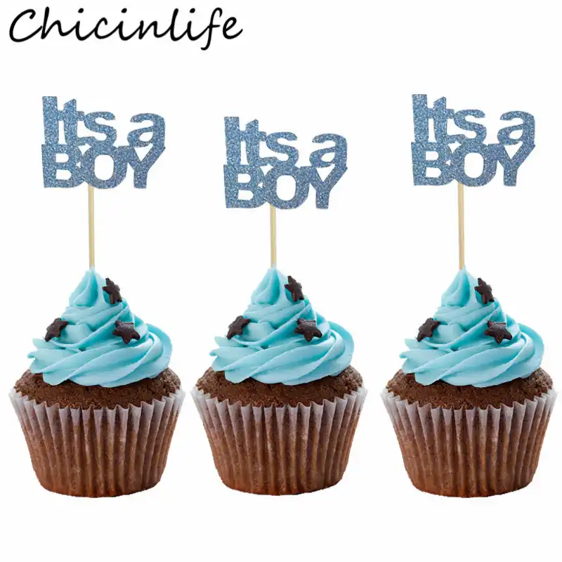 5 PCS He or She Gender Cake Decorating Supplies Girl or Boy Baby Shower Birthday 