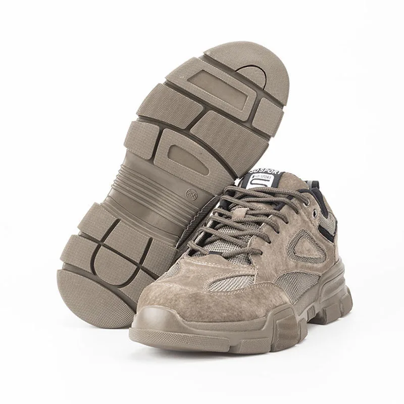 Новые кроссовки рабочая обувь модные легкие дышащие мужские стальные носок промышленные и строительные рабочие защитные ботинки - Цвет: Коричневый