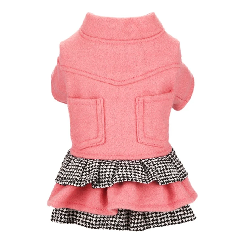 Зимняя одежда для собак, кошек, плотное шерстяное платье принцессы, Теплая юбка для собак, для маленьких собак, чихуахуа, Йоркского щенка, одежда Teddy - Цвет: Розовый