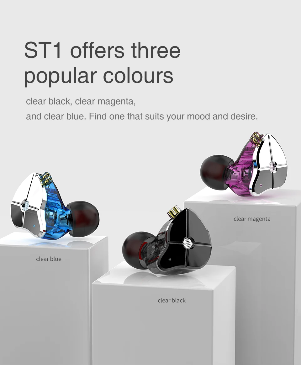 TRN ST1 1DD+ 1BA гибридная технология HIFI проводные наушники-вкладыши 3,5 мм 2PIN для samsung IPhone Xiaomi huawei