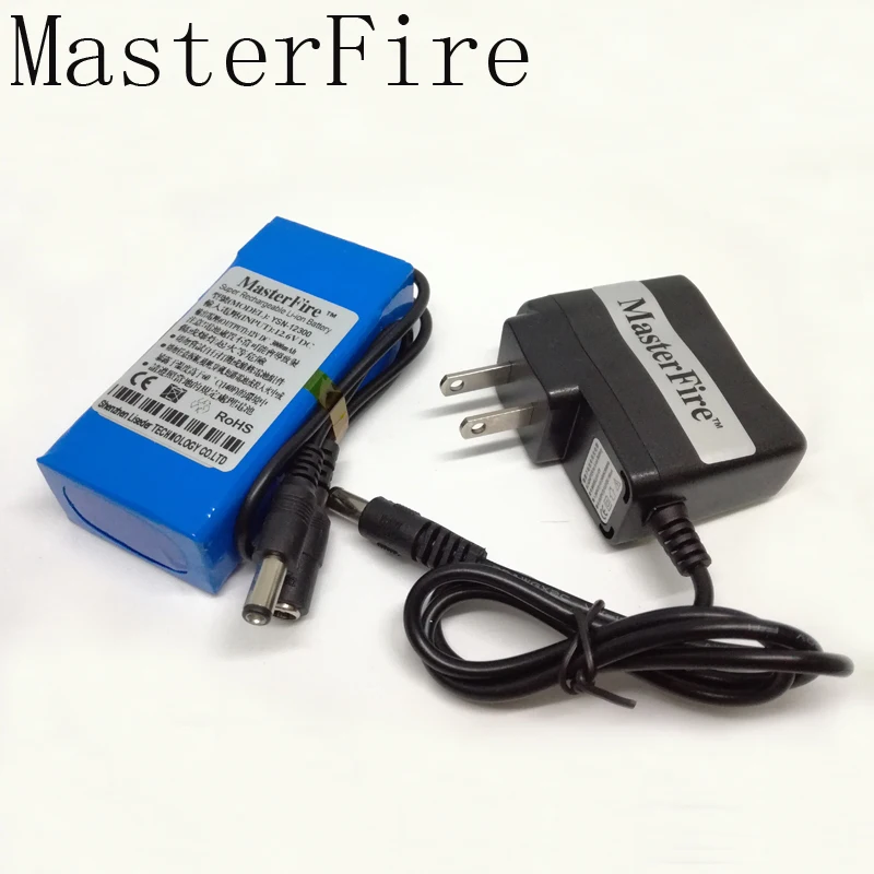 MasterFire Портативный 12V 3000mah литий-ионный Супер перезаряжаемый аккумулятор с вилкой+ зарядное устройство для передатчика CCTV камеры YSN-12300