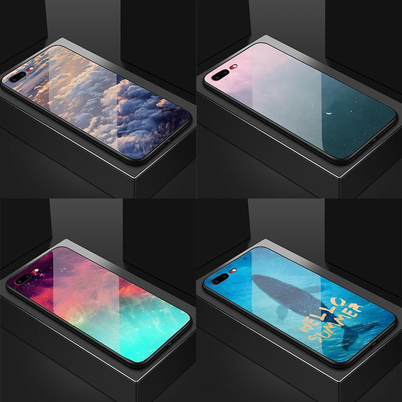 

3D Starry sky Tempered Glass Case for Huawei Y9 2018 Y7 pro P Smart Plus 2019 Nova 5 Honor magic 2 10i 20i 8X Max 7X 7C 8A Cover