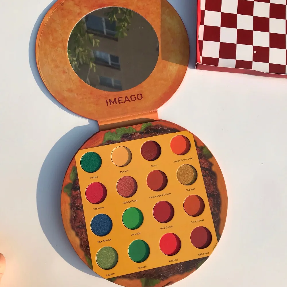 16 цветов гамбугер тени для век Палитра мерцающий матовый Eyeshaow Pallete высоко пигментированный блеск металлик Косметика Макияж Палитра