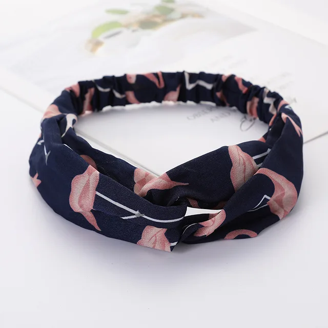 Women Cross Solid color Hair Bands Girls Print Flower Headbands Fashion Turban Make up Hair Accessories FD127 HLN2