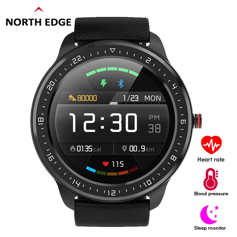 Мужские Смарт часы NORTH EDGE фитнес трекер спортивные с пульсометром кровяным