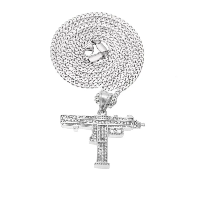 1 шт. Vogue Мужская Золотая кубинская цепочка Supreme Iced Out в стиле хип хоп пистолет УЗИ