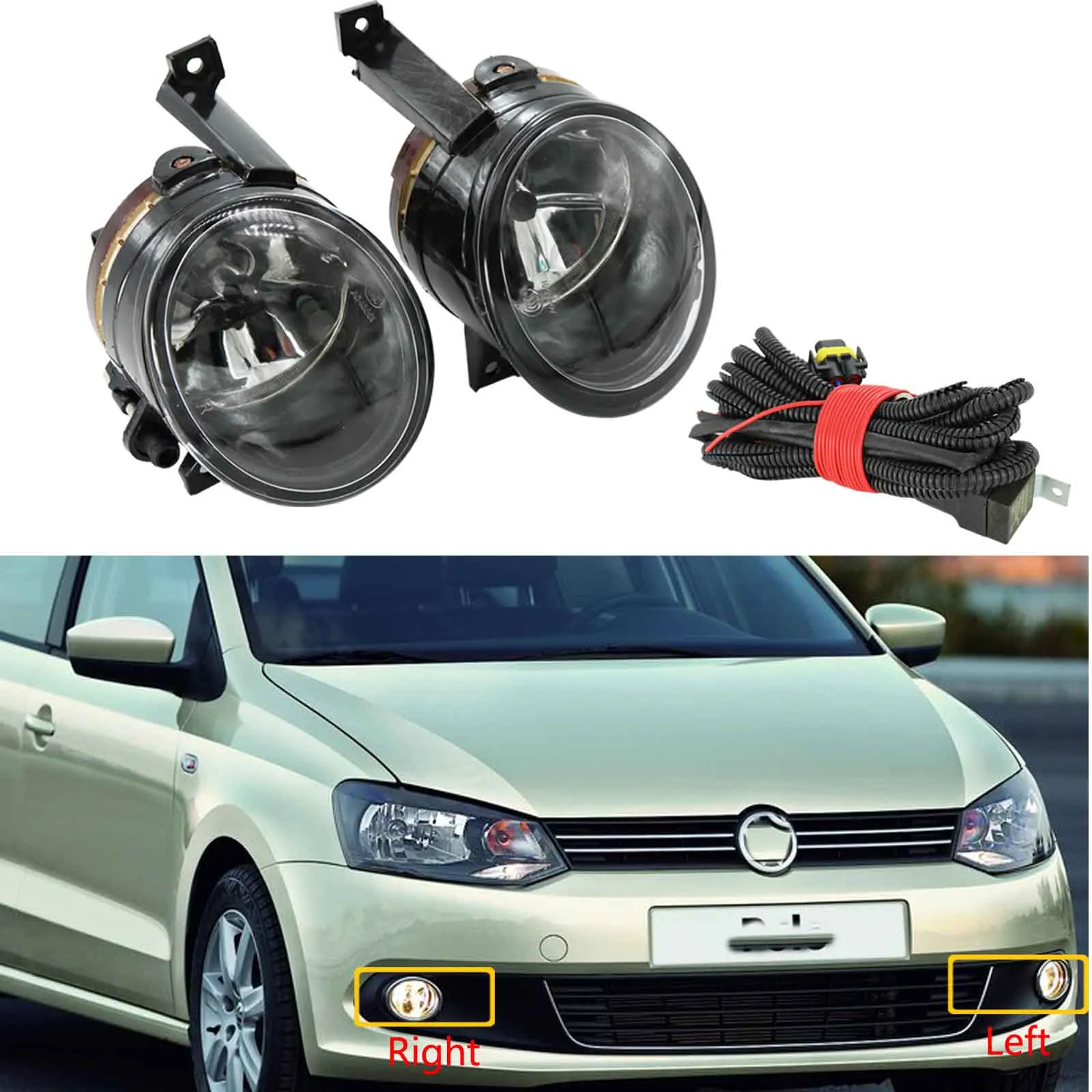 Для VW Polo Vento седан 2011 2012 2013 2014 2015 2016 спереди Галогенные Противотуманные | Фара для авто в сборе -4000350124586