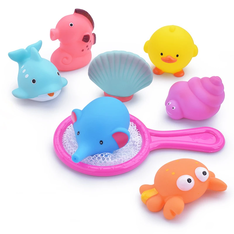 

Children Swimming Toddler Bath Toys Girl Baby Toy Suit Little Yellow Duck For Baby Splashing Water Flower Duck Kneading Call Boy