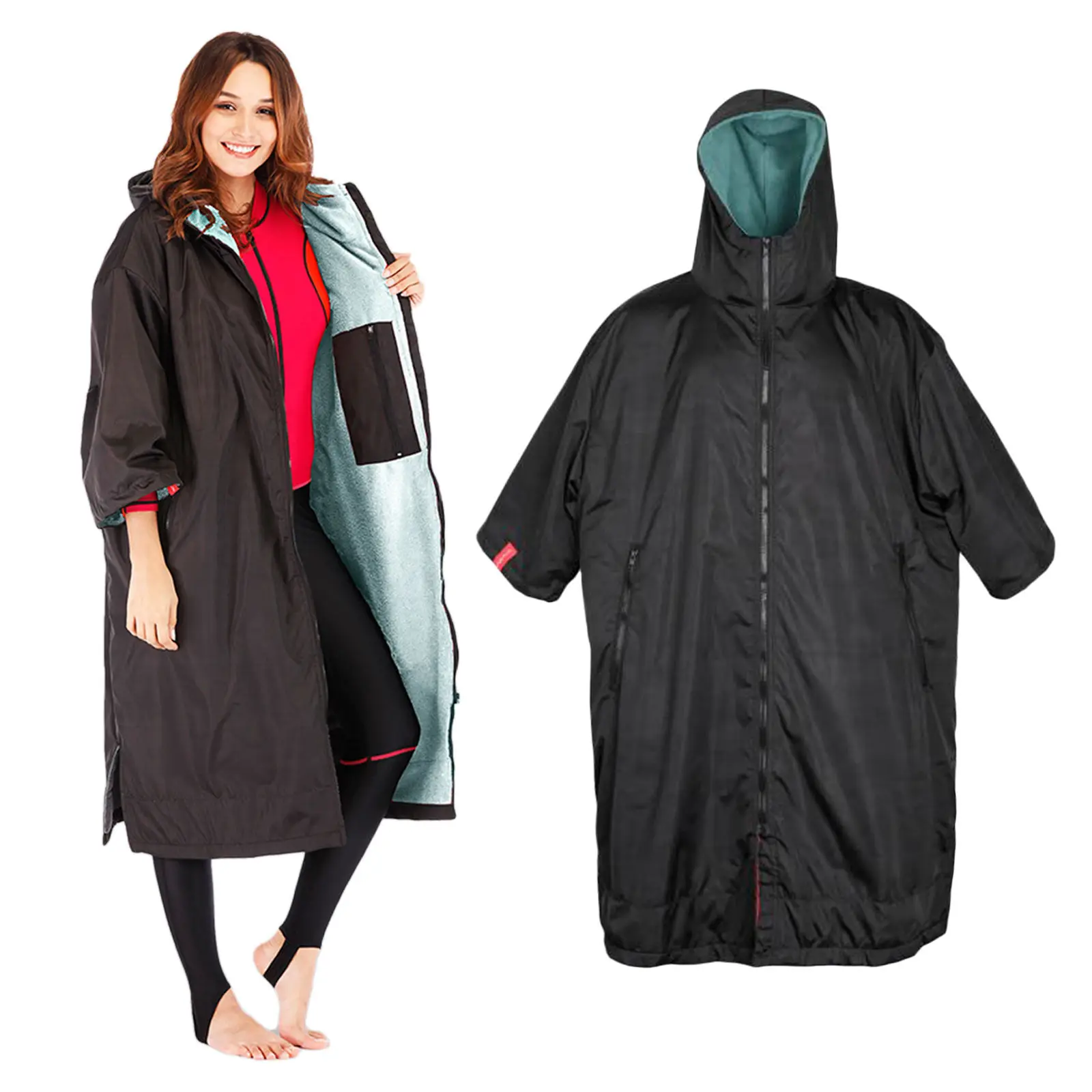 2x Waterproof Surf Changing Robe Outdoor Coat Fleece Lined Jacket Keeping Warm Dry Oversized