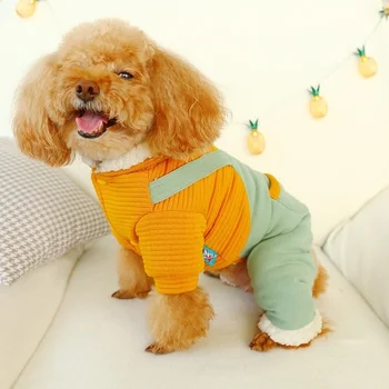 

Ropa de invierno 2019 para perros ropa para perros pequeños winter Heavy Padded Jacket Suspenders Four-legged Pants Teddy BearCu