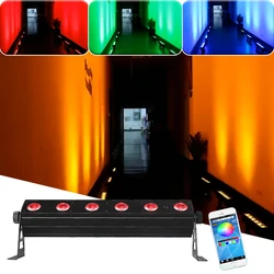 6x15w rgbwa + uv led sem fio app bateria lavagem luz de parede dmx efeito de cor cheia sem fio barra luz para casamento dj discoteca party club