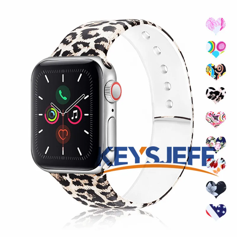 Цветочные полосы для Apple Watch 38 мм 40 42 44 печатные с цветочным узором iWatch ремешок