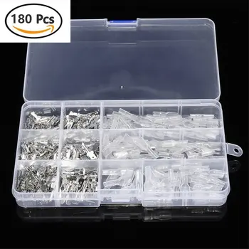 

120/180Pcs Insulated Female Cable Connector 2.8 / 4.8 / 6.3mm Electrical Crimping Terminals Spade Connector Kit