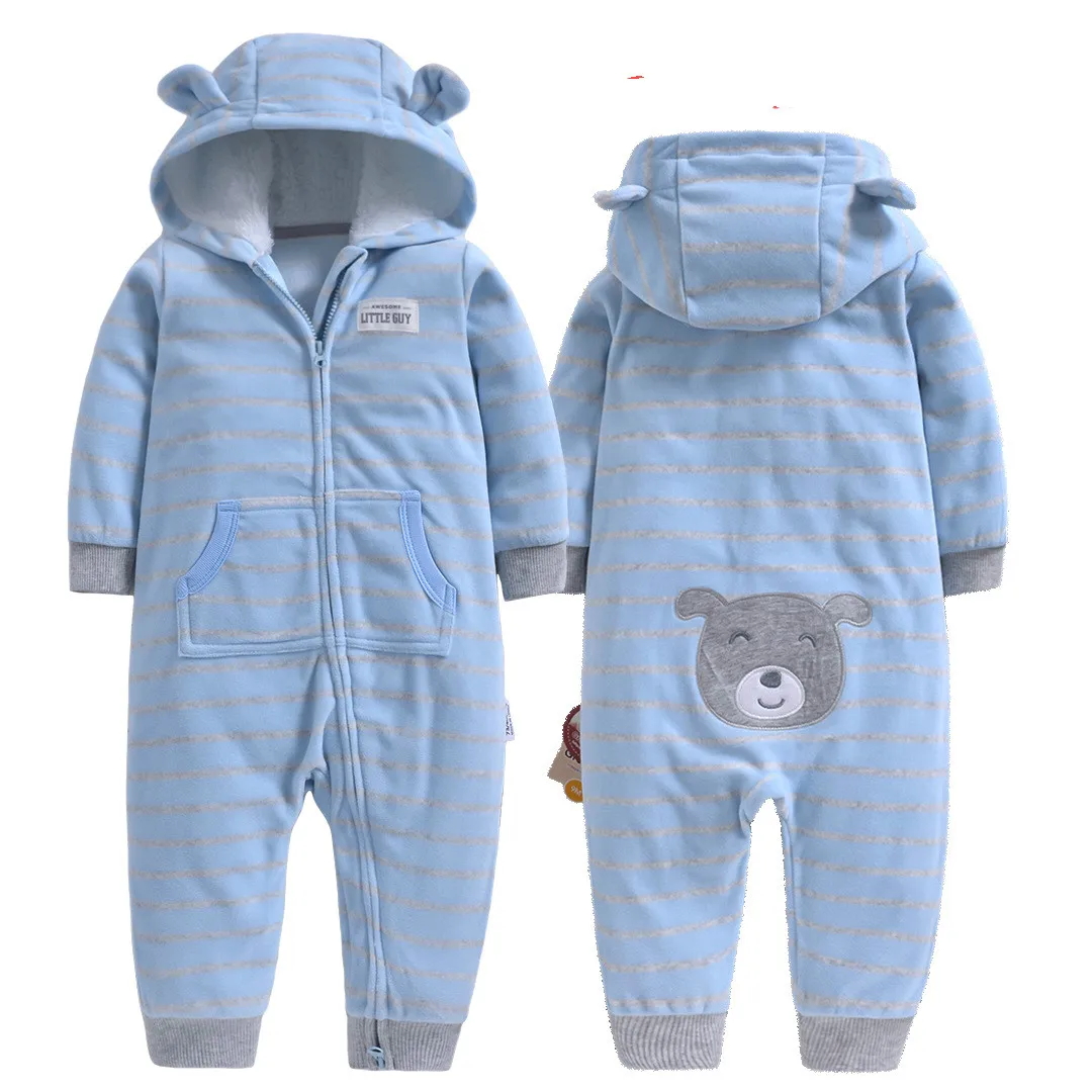 Одежда для малышей комбинезон для новорожденных Одежда для мальчиков осенне-зимний флисовый детский зимний комбинезон Одежда для новорожденных Комбинезоны для младенцев - Цвет: Sky blue bears