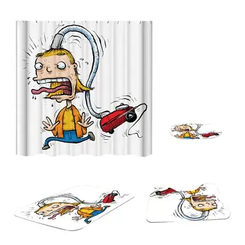 

Shower Curtain Sets with Non-Slip Rugs, Toilet Lid Cover and Bath Mat, Shower Curtains with 12 Hooks Hole, Durable Water