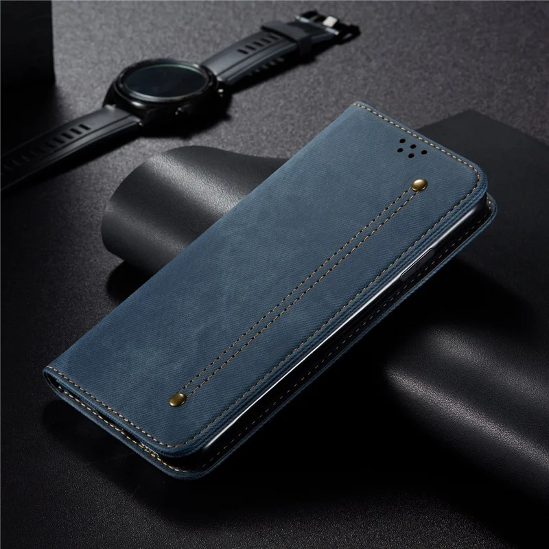 Чехол книжка в стиле ретро для Xiaomi Redmi Note 8T Джинсовый чехол бумажник с подставкой 8