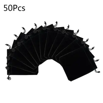

50Pcs 10x12cm Black Velvet Gift Bag Drawstring Pouches Jewelry Ring Packing Bagsfor kitchen or bathroom