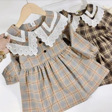Мода для девочек; классическое осеннее платье в клетку для детей, одежда принцессы для дня рождения, выступления, вечерние платье 12M-6Ys, зимняя одежда для девочек