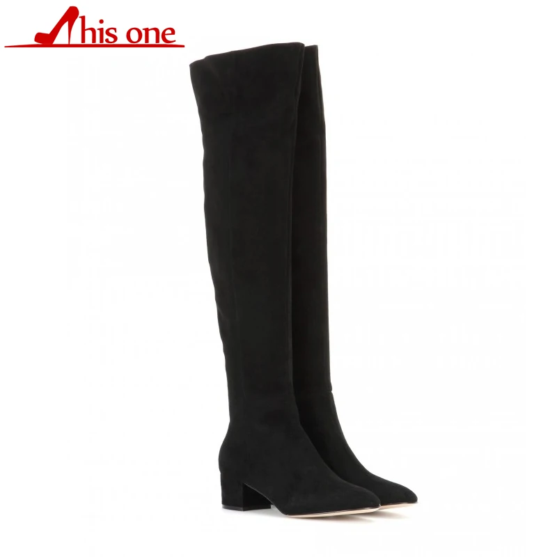

Winter Over The Knee Boots Women Comfortable and Soft Stretch Flock Woman Thigh High Sexy Lady Long Shoes New 2019