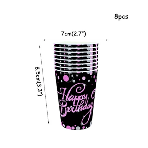 cup 8pcs 10 шт роза с золотым ножом, вилка ложка одноразовая посуда тарелка салфетки под чашки детский душ свадьба день рождения украшения принадлежности - Цвет: cup 8pcs