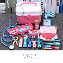 21 шт., детский деревянный игрушечный доктор, моделирующий семейный Медицинский Набор для доктора медсестры, ролевые игры, больничные медицинские аксессуары, детская игрушка