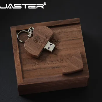 

JASTER (free custom logo) USB 2.0 wooden heart + box usb flash drive 4GB 8GB 16GB 32GB 64GB 128GB pendrive external storage