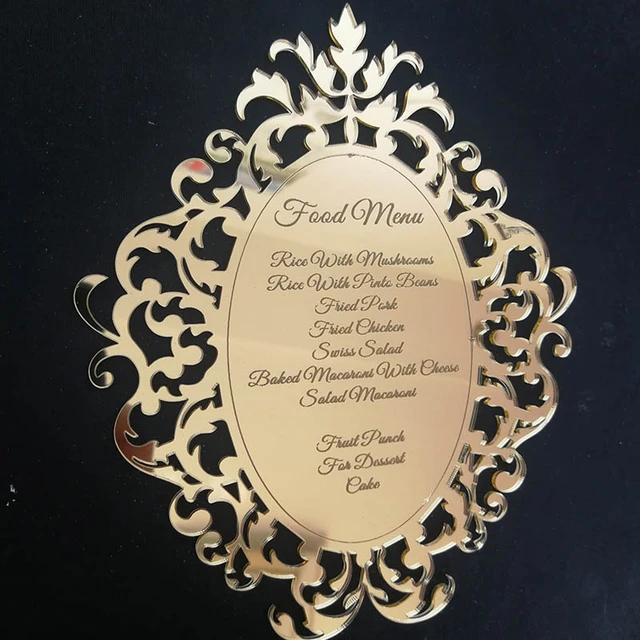 Menu de casamento moderno de luxo de folha de ouro