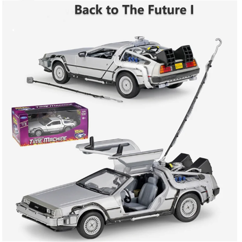 1:24 Scale Alloy Diecast Car Delorean Back to The Future 1/2/3/Fly Part Time Machine DMC-12 Model Vehicle Toy Collection Display