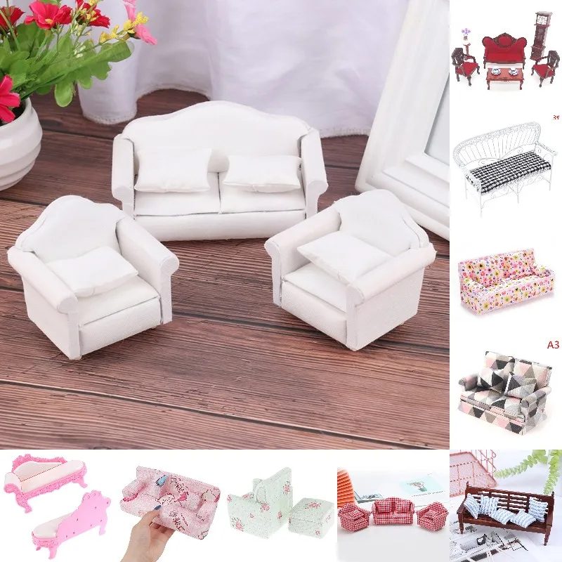 1/12 мини милые диванные подушки кушетка стул набор для кукол детская имитация