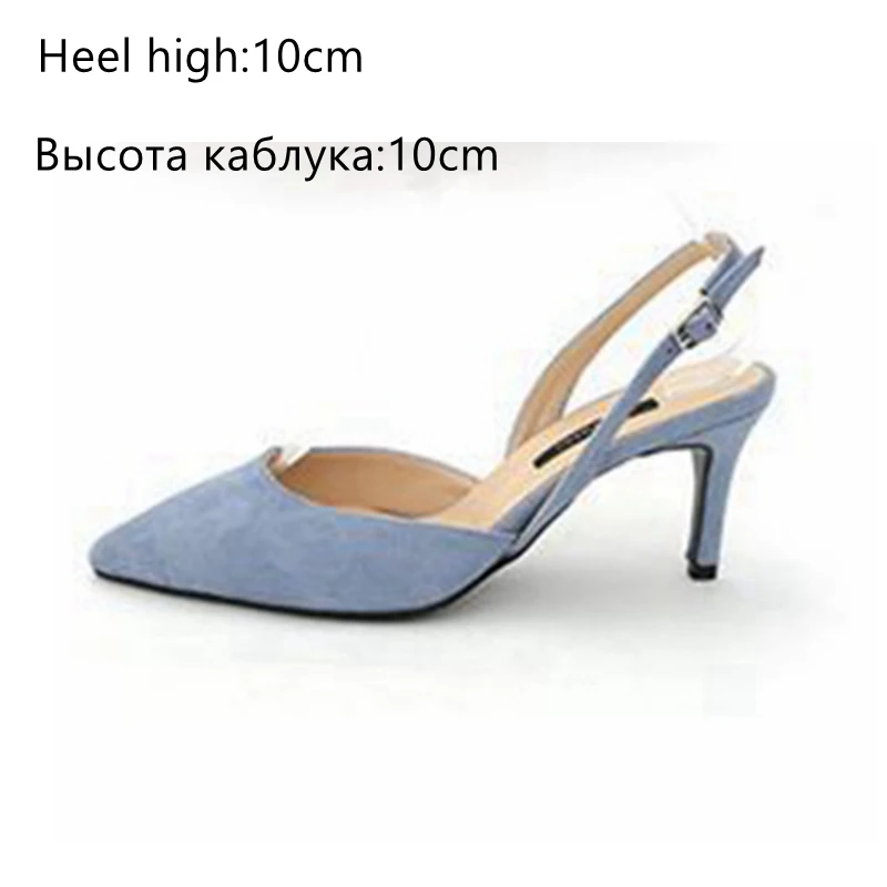 SUOJIALUN/женские туфли-лодочки; модные элегантные летние Брендовые женские босоножки на высоком каблуке; обувь для вечеринок; Офисная Женская обувь без застежки с острым носком - Цвет: blue 10cm