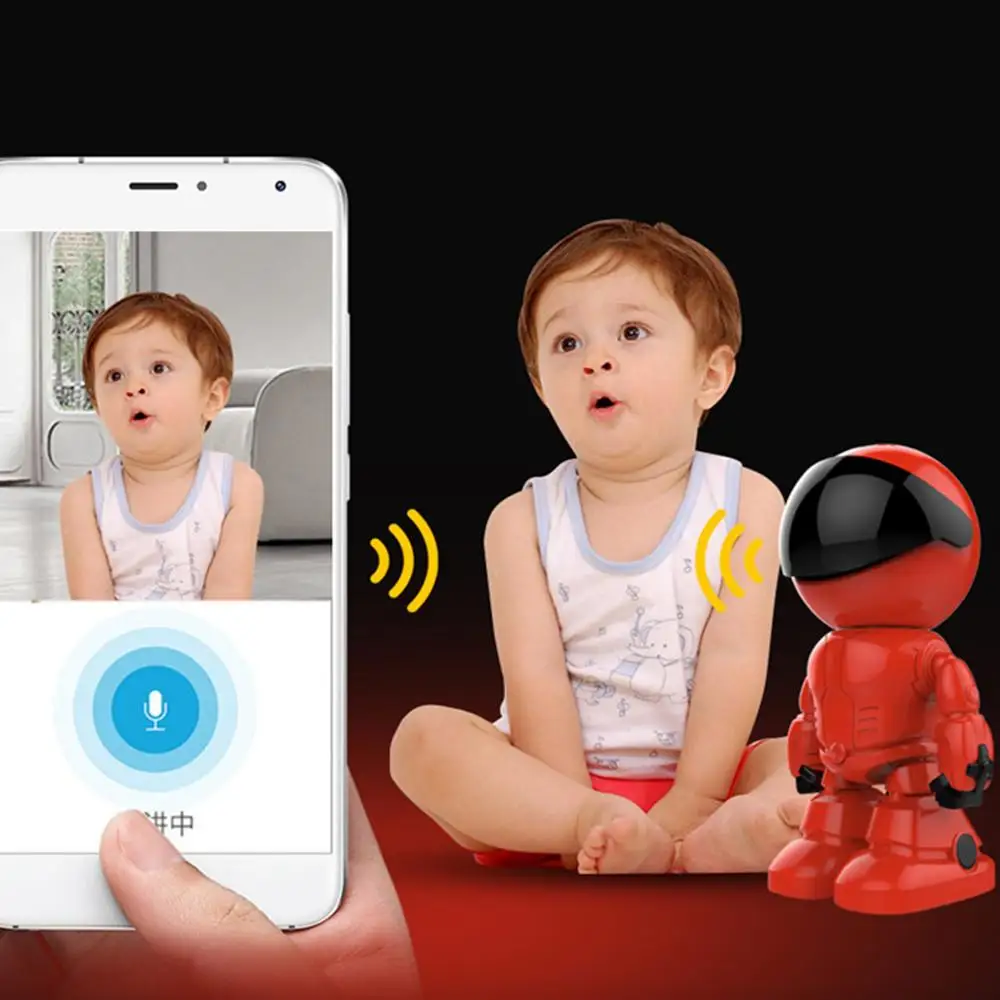 

mini WiFi IP P2P Night vision Motion Detection Two way-Audio Home Security Surveillance Smart Robot Camera Support TF Card