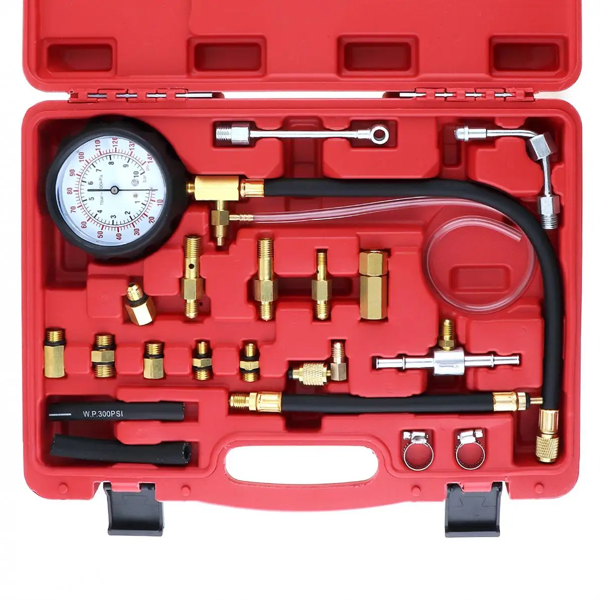 US $44.73 0140psi 010 Bar Replaceable Compression Fuel Injection Pressure Car Diagnostic Tester Tools Kit With Valve And Drain Hose