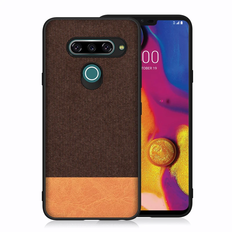 Aveuri роскошный тканевый чехол для телефона LG G8S G8 ThinQ Stylo 5 Coque Бизнес ПУ; кожа; силикон задняя крышка для LG V40 K40 чехол - Цвет: Brown - Brown