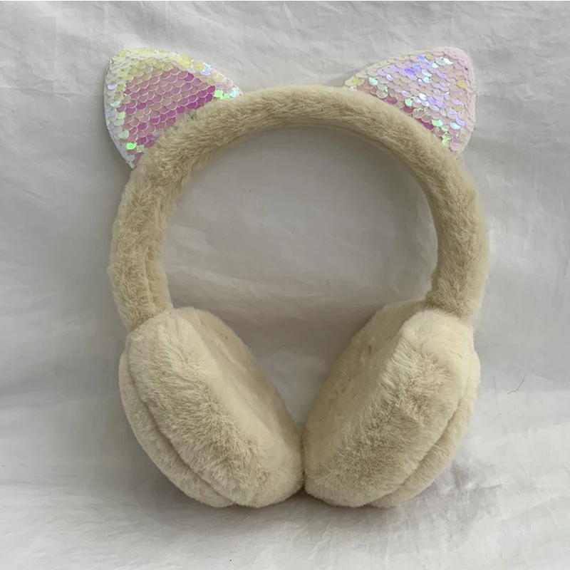 JINSERTA Kids Cat Ear Headphone Warm Music Headset with Soft Earmuff 3 5mm Wired Earphone for Phone PC Birthday Christmas Gift